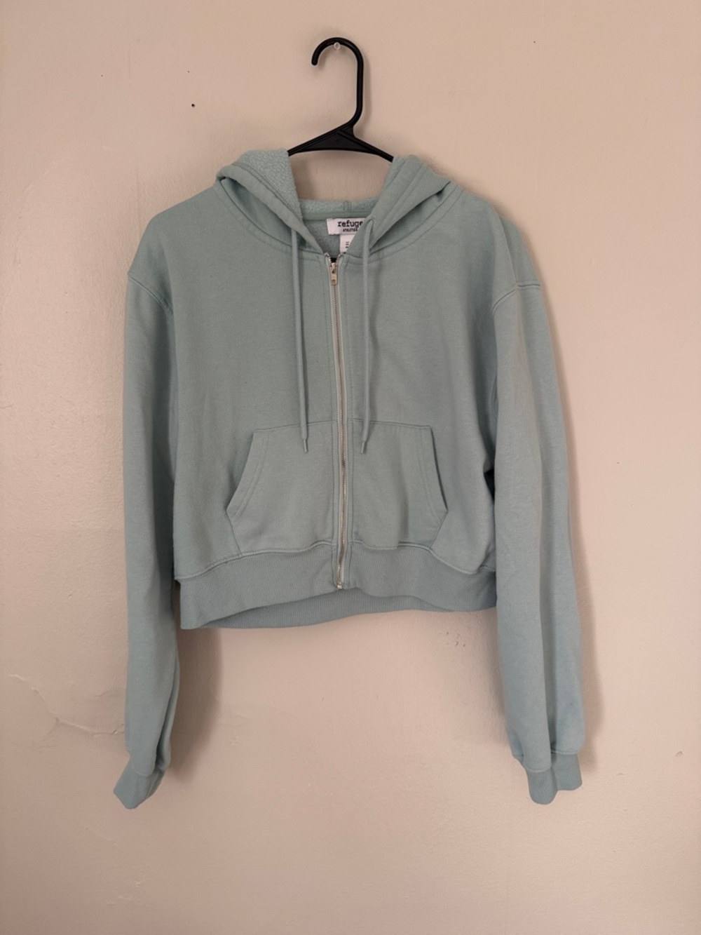 refuge Cropped Teal Zip Hoodie